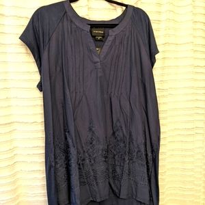 Liv Los Angeles Anthropology Embroidered Women's Blouse 3X Navy Blue